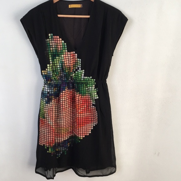 Anthropologie Pankaj & Nidhi Pixelated Fleur Dress - Picture 2 of 7